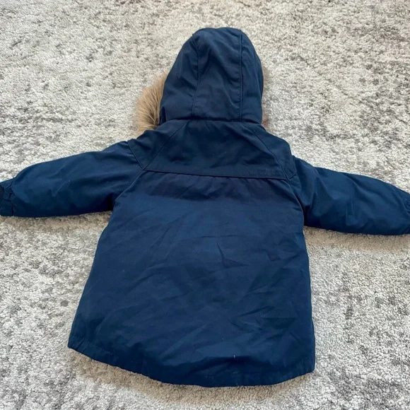 Zara BabyBoy Winter Parka Coat with Faux Fur Hood – Size 2/3 - Picture 5 of 5